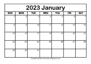 January 2023 Calendar Printable PDF Blank Templates