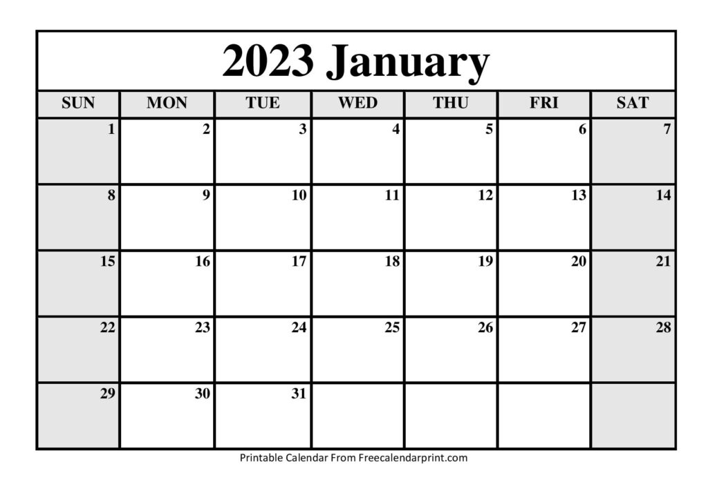 January 2023 Calendar Printable PDF Blank Templates