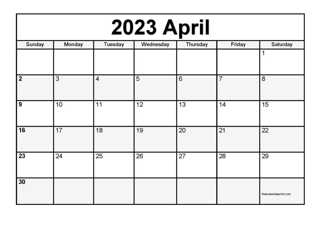 printable April 2023 calendar