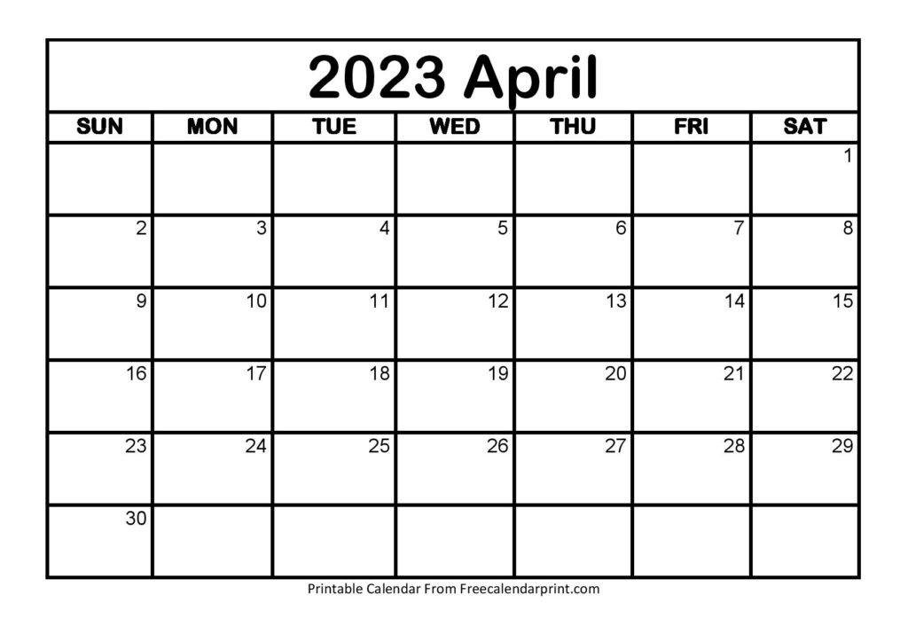Printable Calendar April 2023