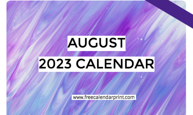 August 2023 Calendar Printable PDF Template