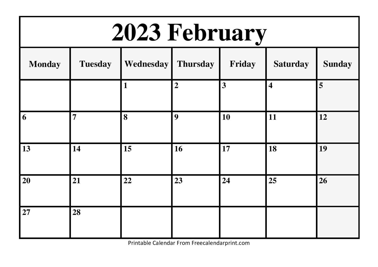 February 2023 Calendar Printable PDF Blank Templates