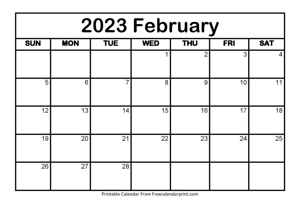 February 2023 Calendar Free Printable Calendar February 2023 Calendar 