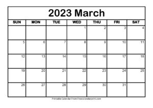 March 2023 Calendar Printable PDF Blank Templates