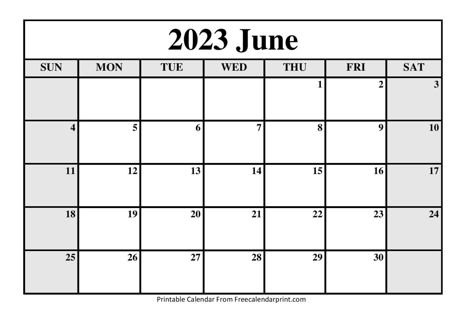 Free Printable 2023 Calendar Printable June