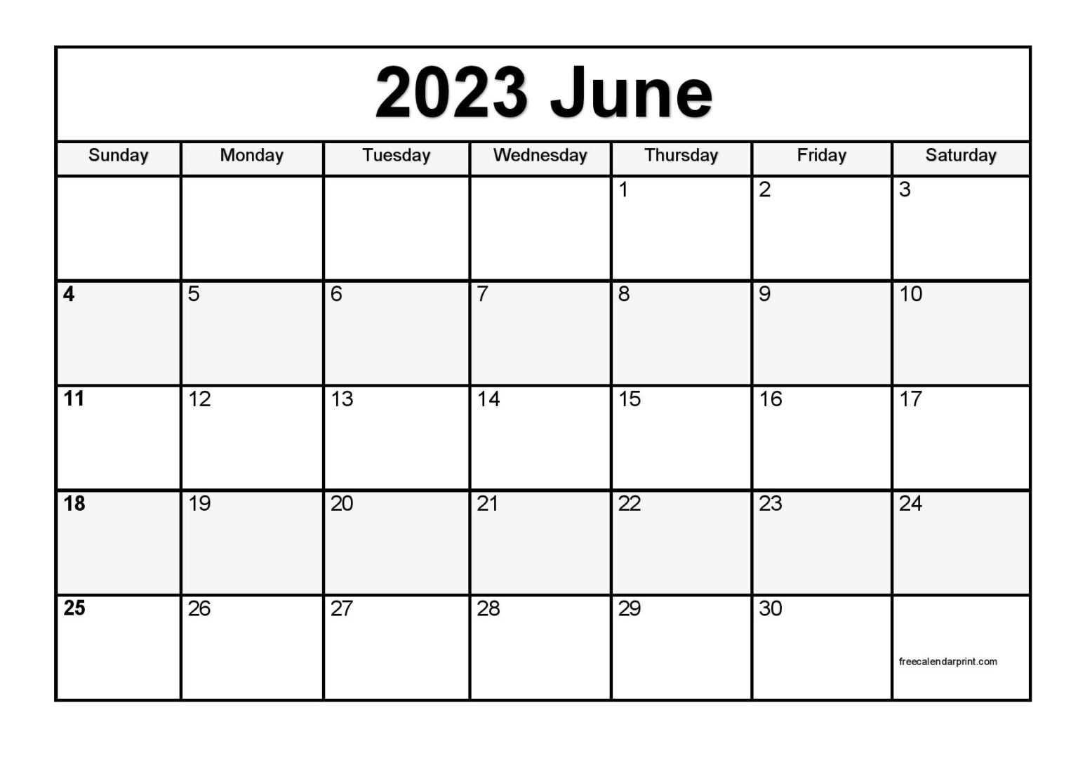 June 2023 Calendar Printable PDF Blank Free Templates