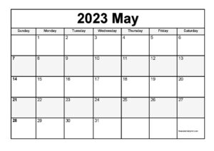 May 2023 Calendar Printable PDF Blank Free Templates