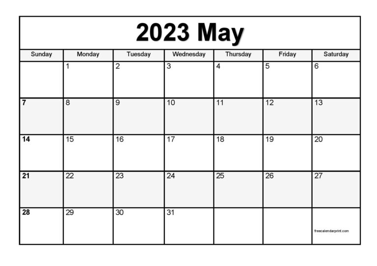 May 2023 Calendar Printable PDF Blank Free Templates May 2023 Calendar Printable PDF Blank Free Templates