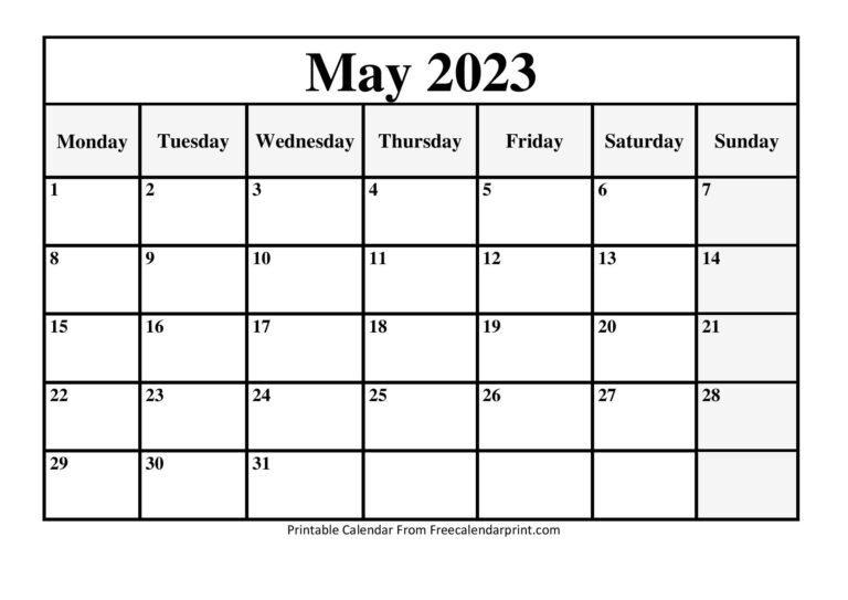May 2023 Calendar Printable PDF Blank Free Templates