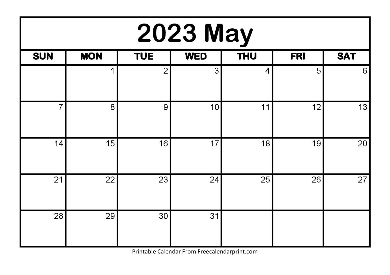 May 2023 Calendar Printable PDF Blank Free Templates