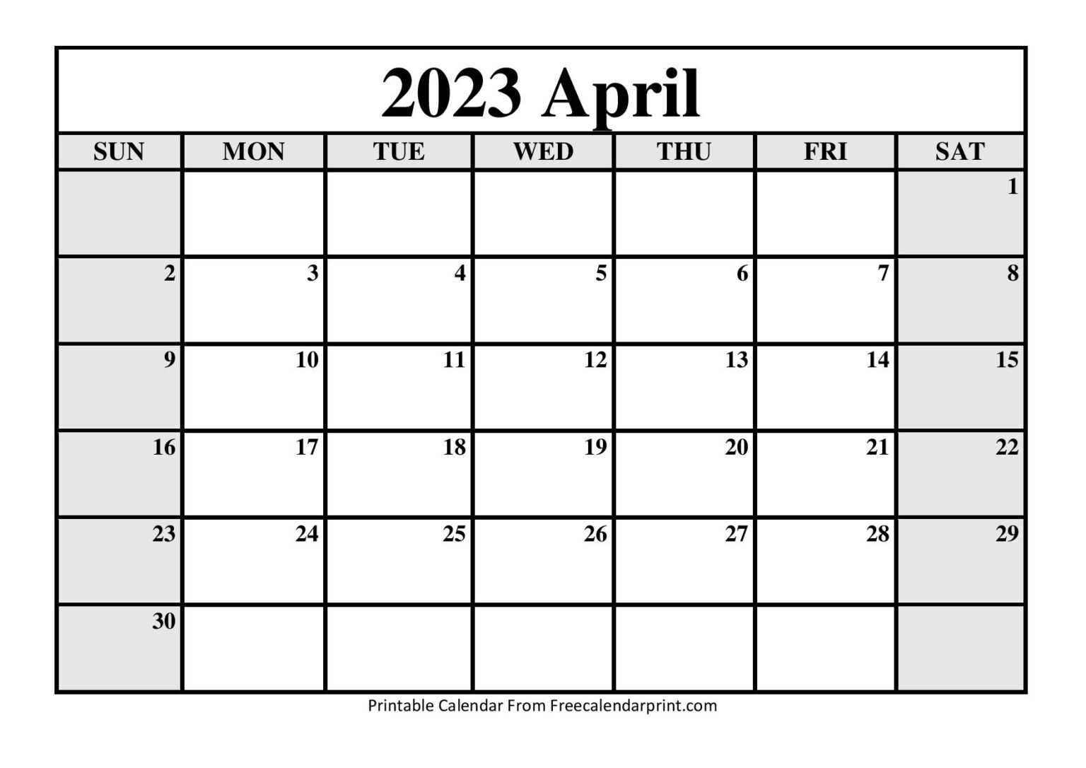 April 2023 Calendar Printable Pdf Free