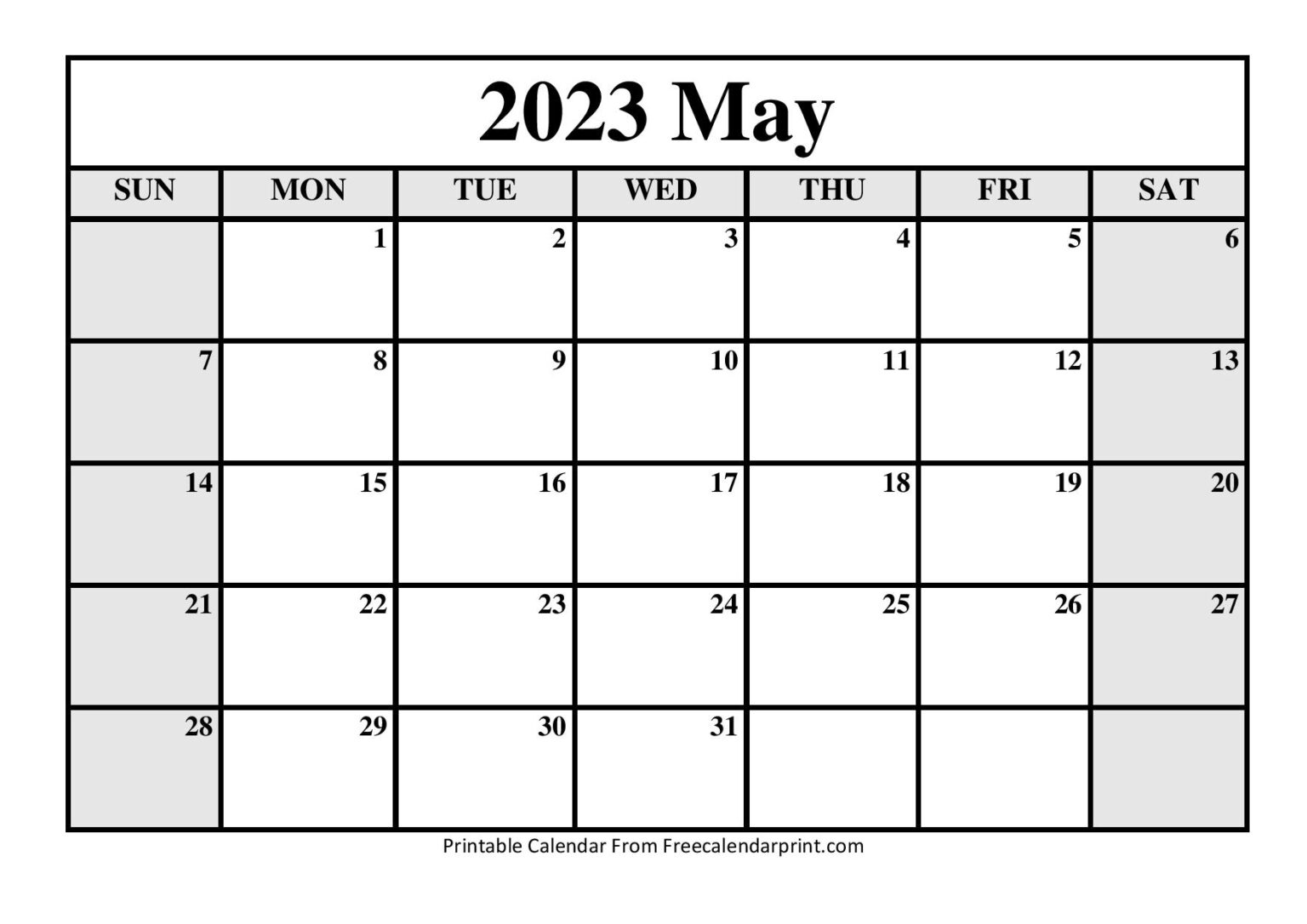 May 2023 Calendar Printable Free Printable World Holiday Riset