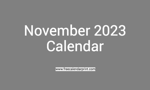 November 2023 Calendar Printable PDF Template