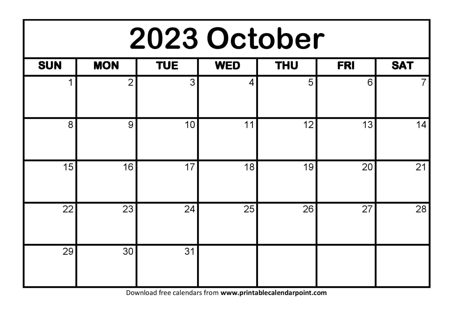 Free Printable Calendar October 2023 With Lines