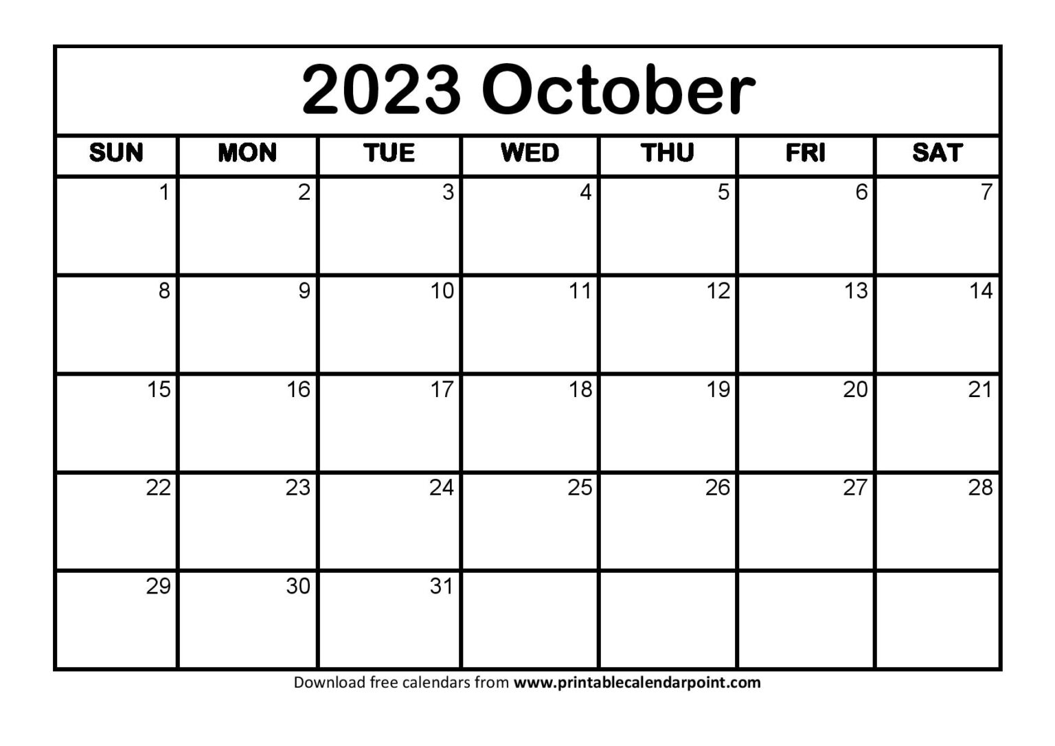 October 2023 Calendar Free Printable Calendar October 2023 Calendar 