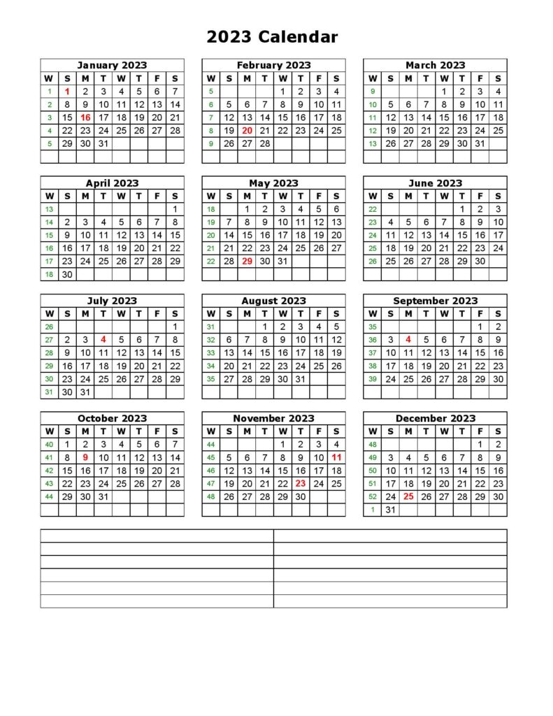 Printable 2023 Calendar Template