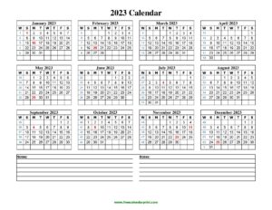 2023 Printable Calendar Template PDF Word Excel