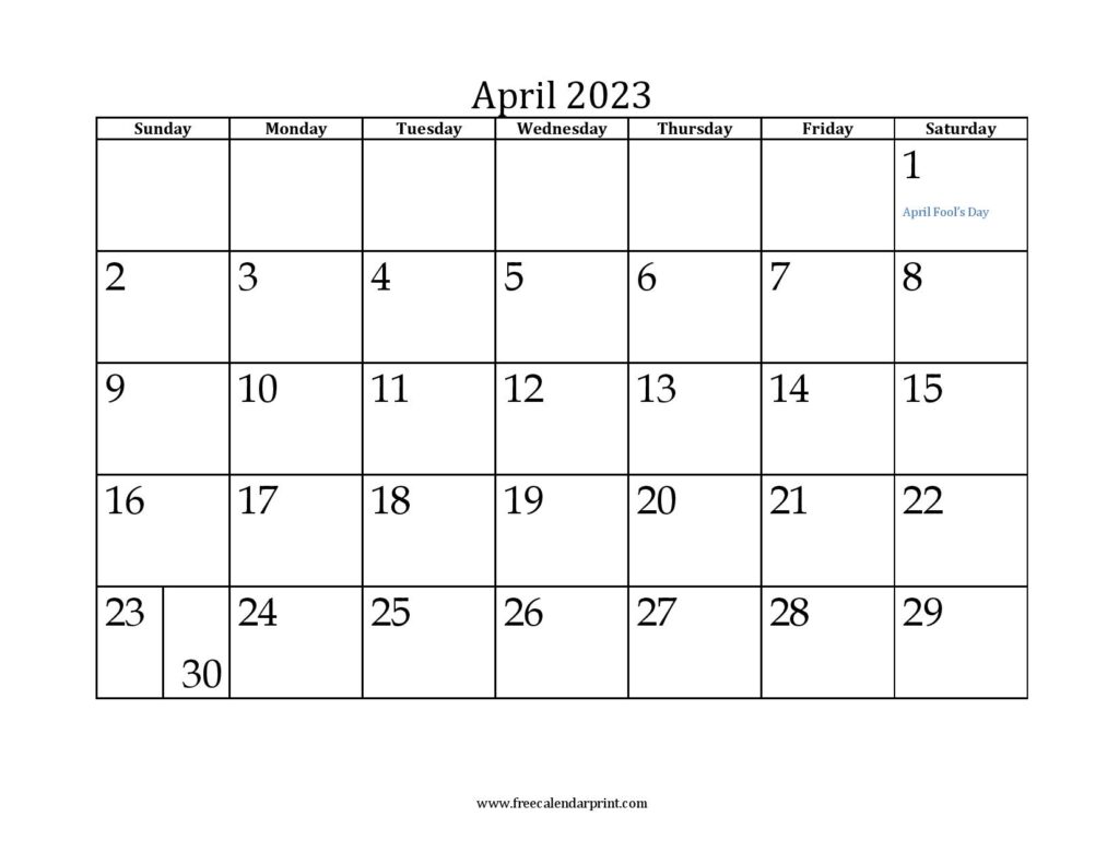April 2023 Mini Month Calendar