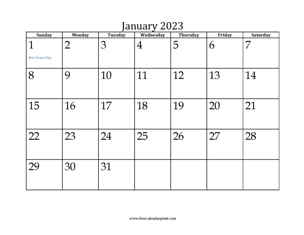January 2023 Mini Month Calendar