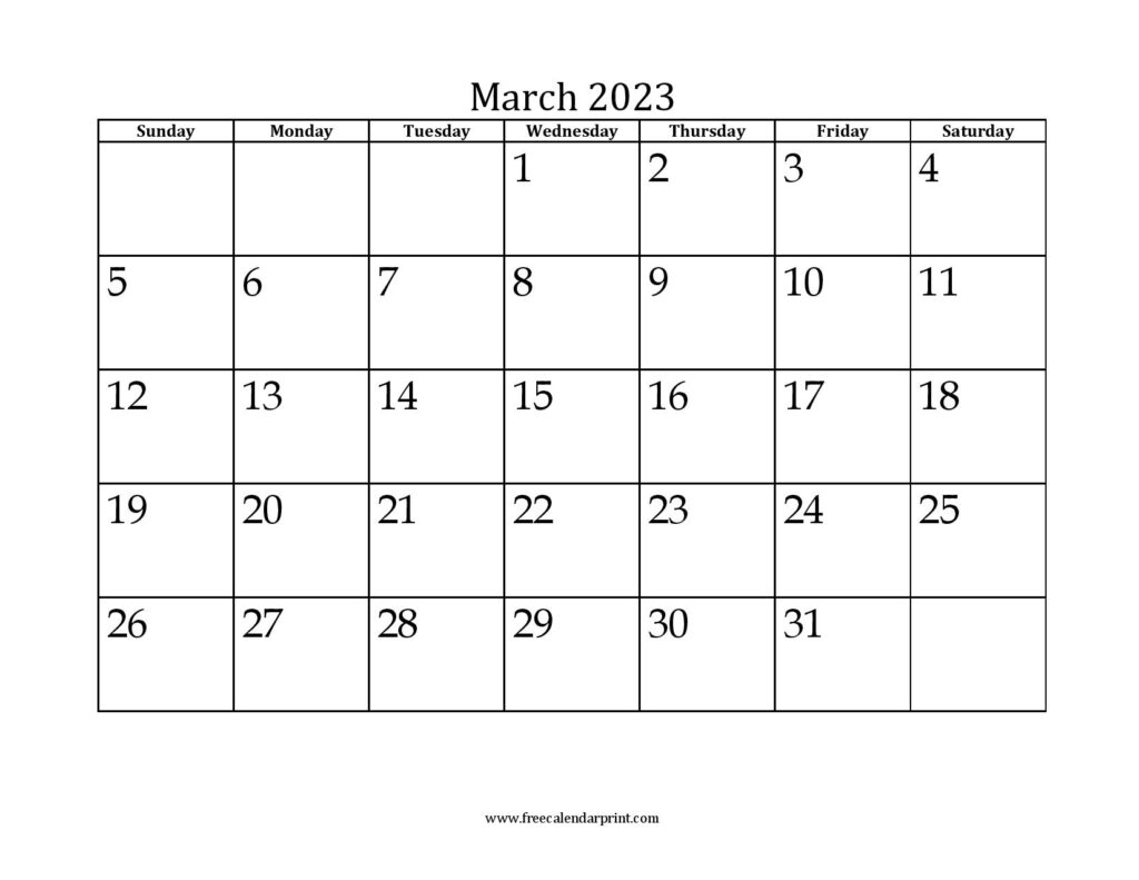 March 2023 Mini Month Calendar