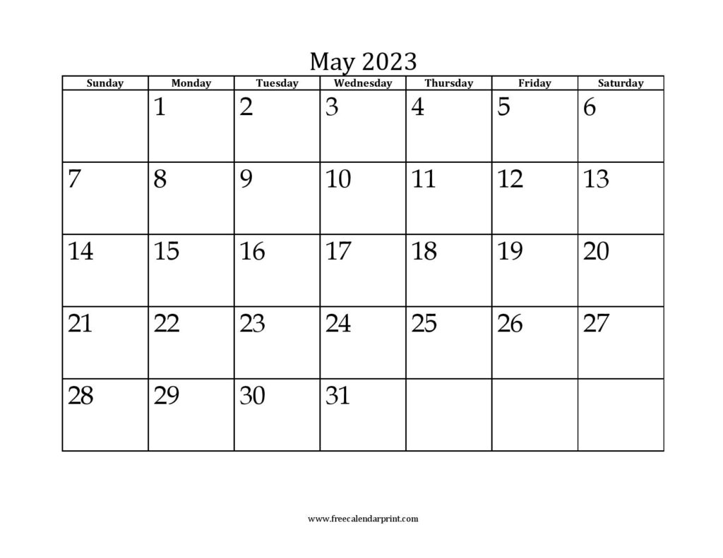 May 2023 Mini Month Calendar