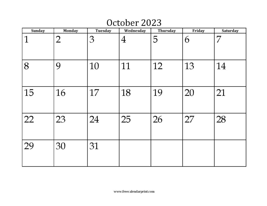 October 2023 Mini Month Calendar
