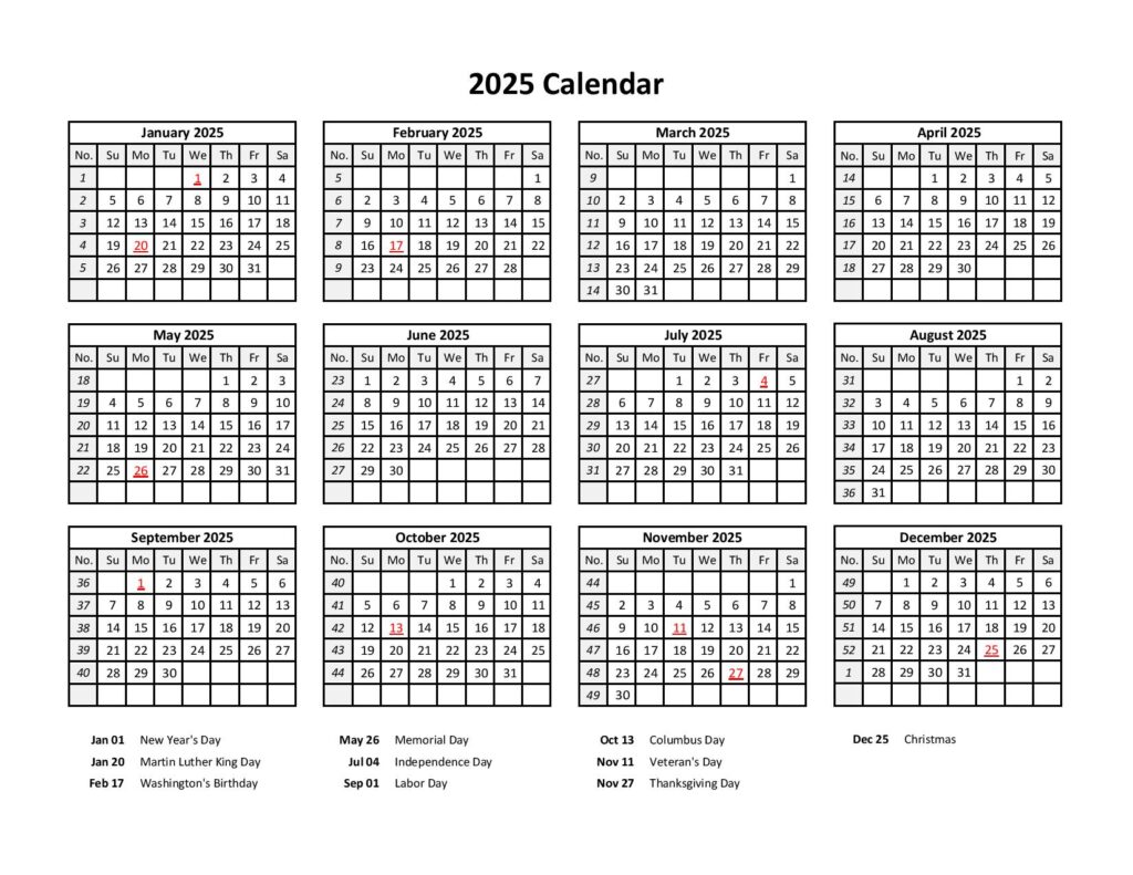 Printable Calendar 2025