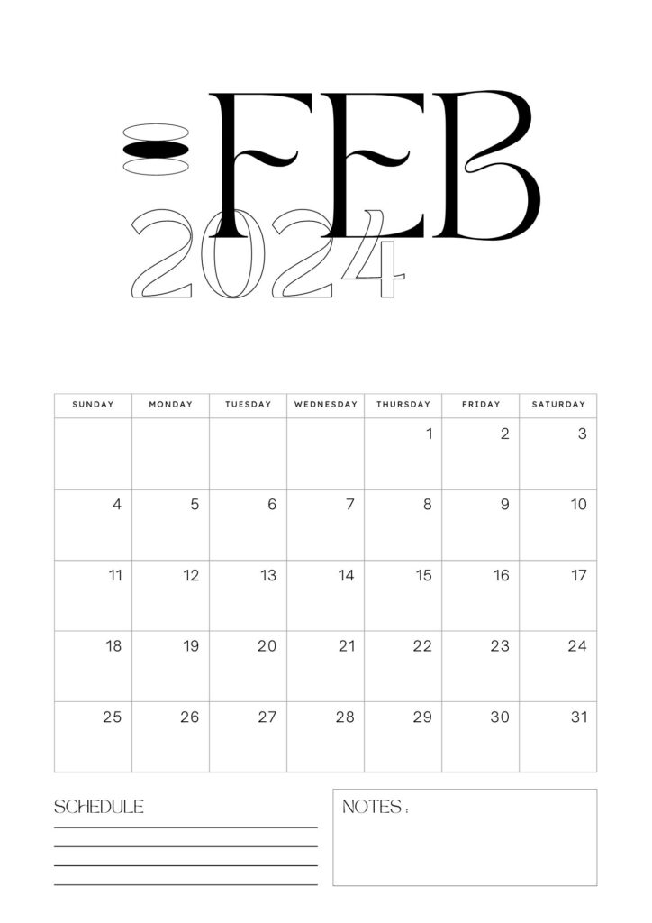 printable calendar February 2024