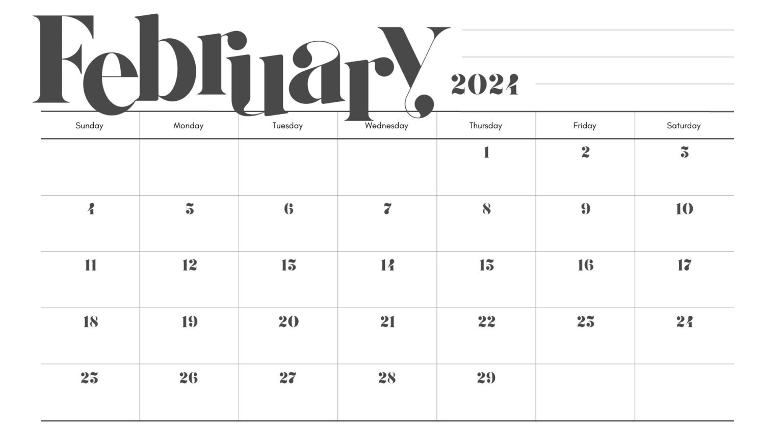 Free Printable February 2024 Calendar PDF Templates Free 2023