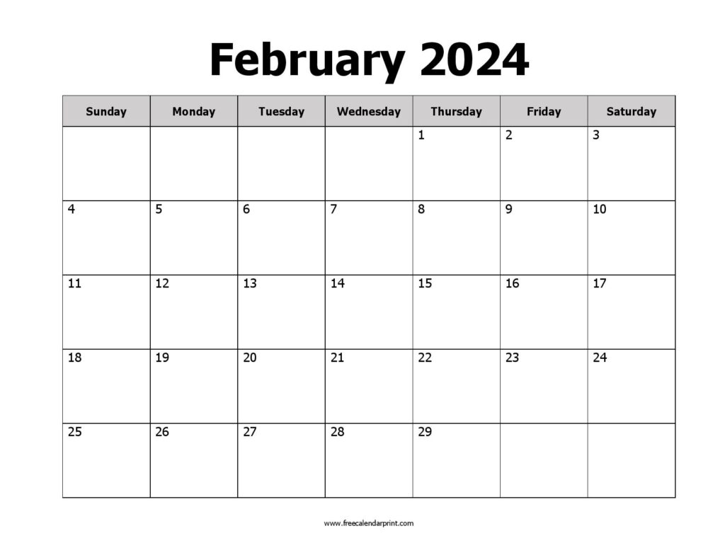 free February calendar 2024