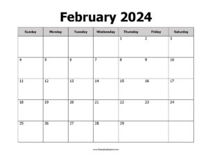 Free Printable February 2024 Calendar PDF Templates