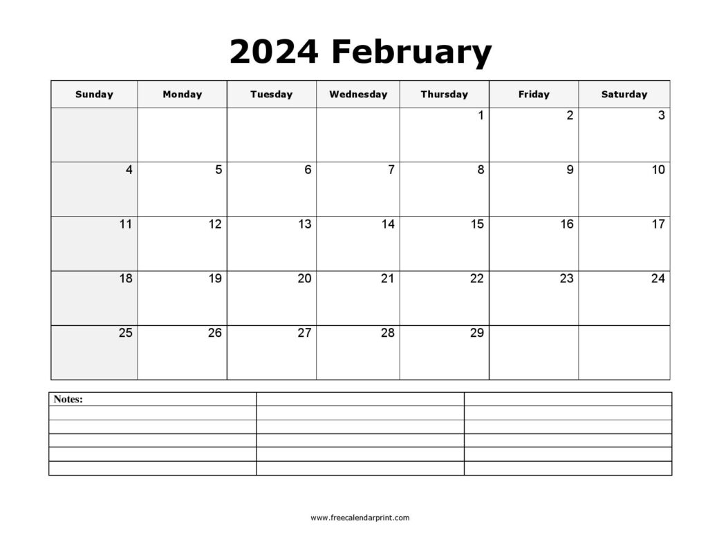 Printable February 2024 Calendar