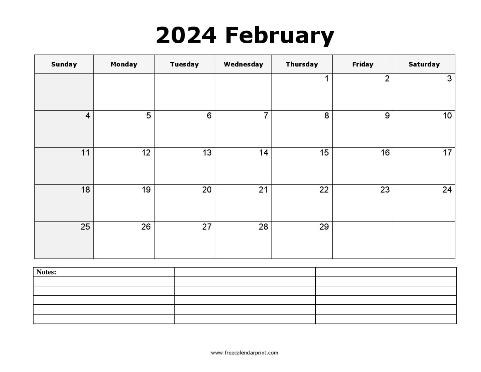 Free Printable February 2024 Calendar PDF Templates | Free 2023 ...
