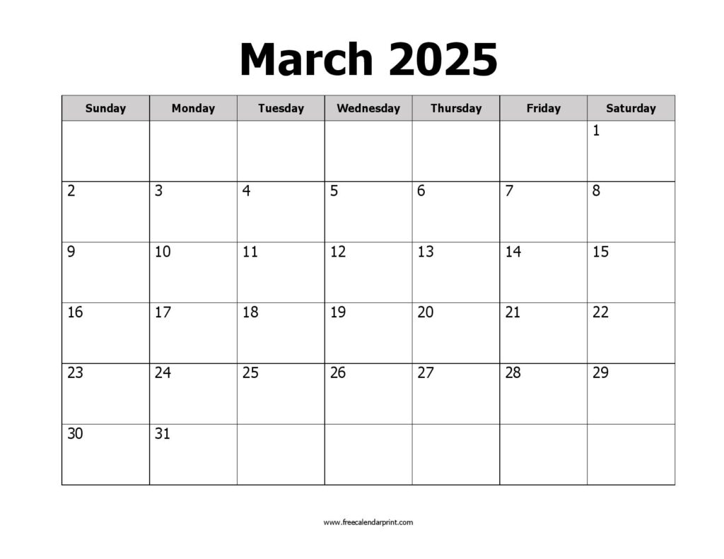 March 2025 Calendar Printable