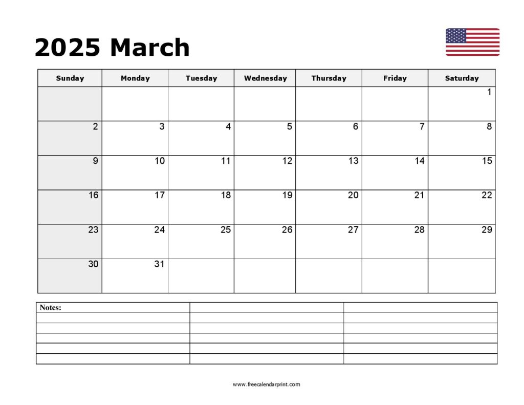 Printable March 2025 Calendar