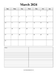 March 2024 Calendar Printable PDF Blank Templates