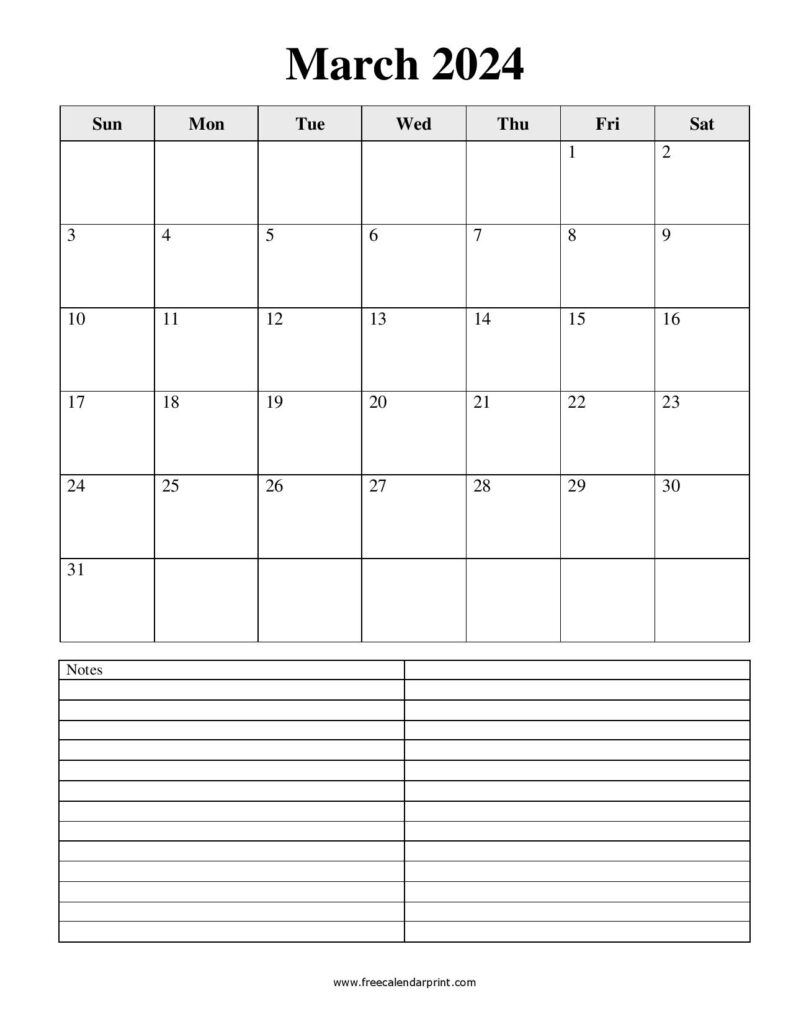 Printable Calendar March 2024