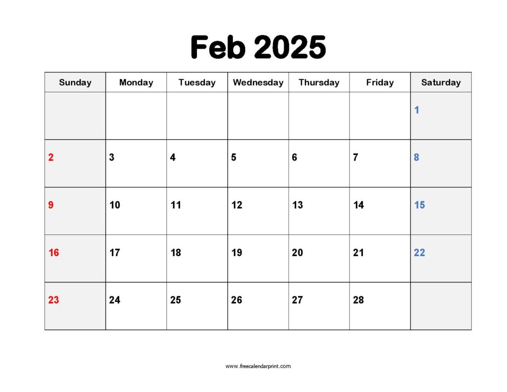 February 2025 Printable Calendar