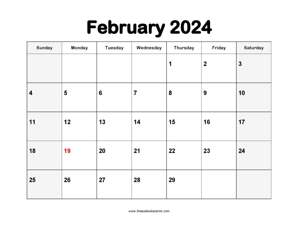 February 2024 Printable Calendar