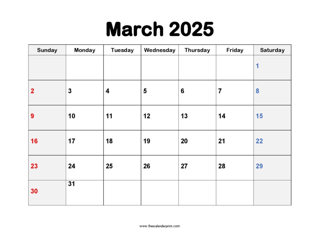 March 2025 Printable Calendar