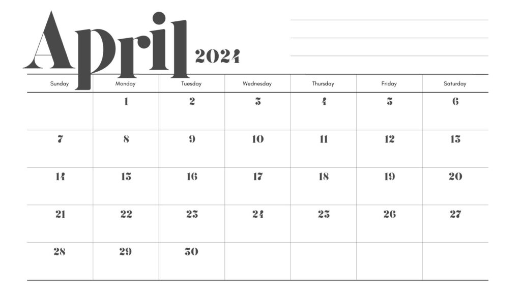 April 2024 Printable Calendar