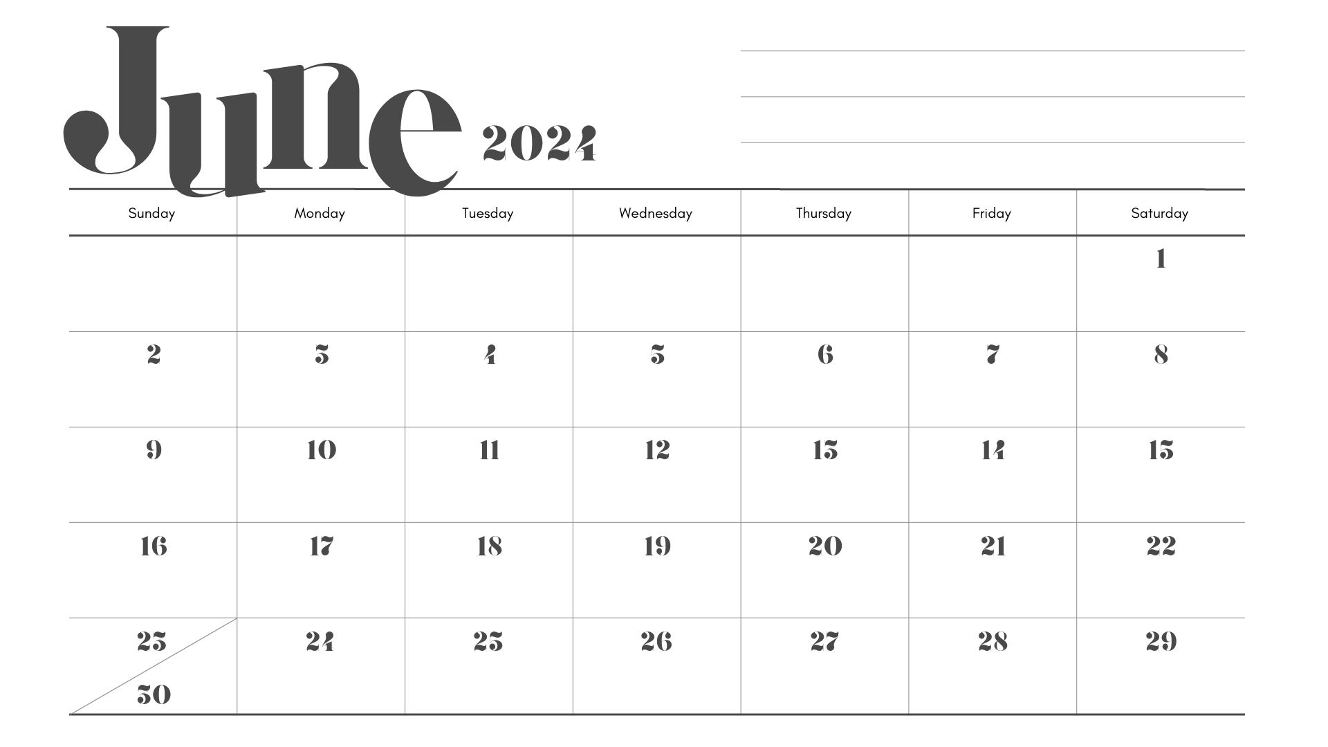 Free Printable June 2024 Calendar PDF Templates