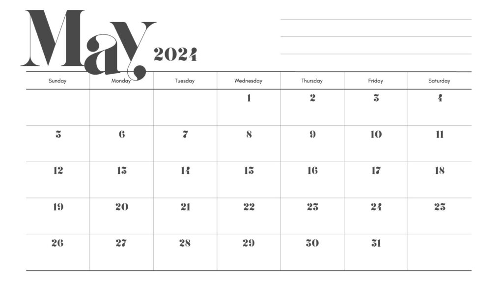 May 2024 Calendar Printable