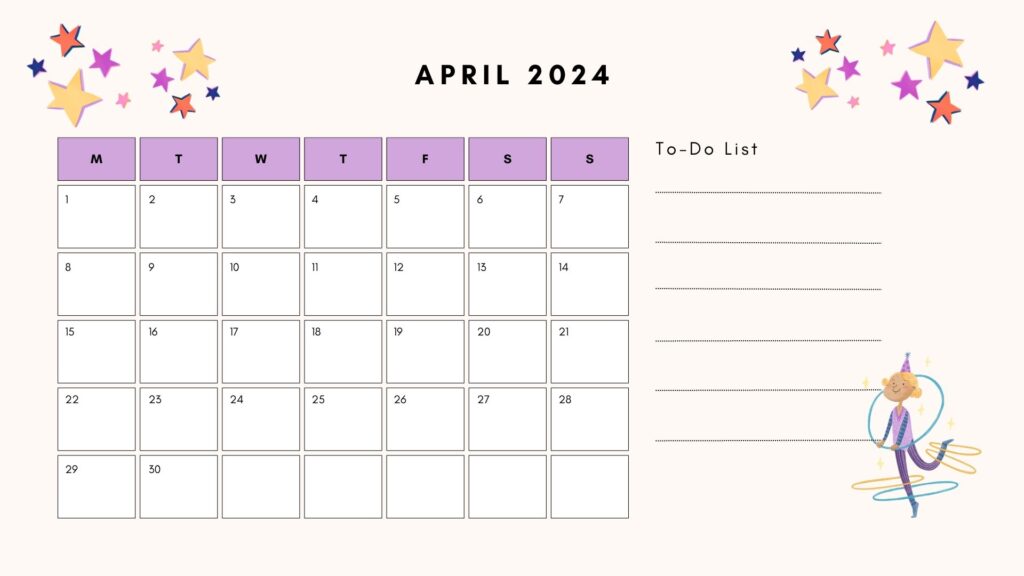 April 2024 Calendar with Notes