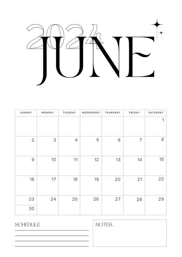 Free June 2024 Calendar