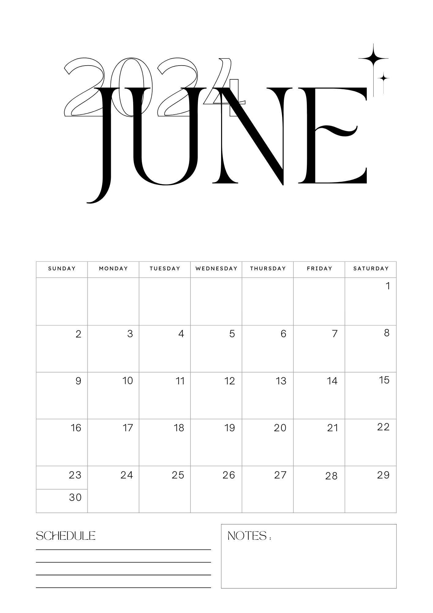 Free Printable June 2024 Calendar PDF Templates Free 2023 Calendar