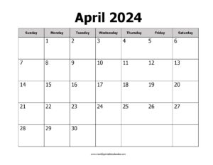 Free Printable April 2024 Calendar PDF Templates