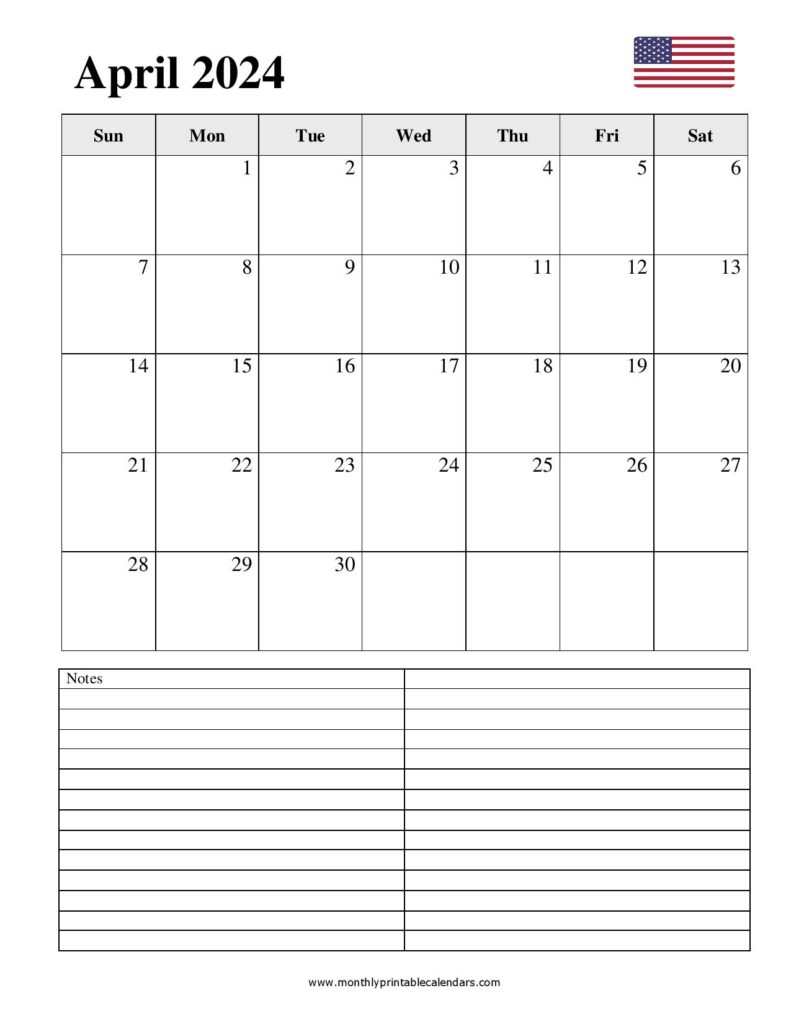 Blank April 2024 Calendar