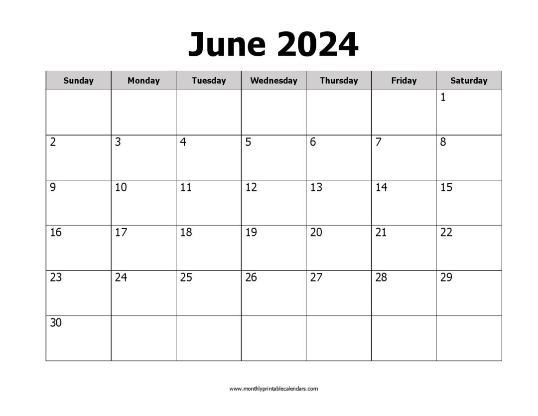Free Printable June 2024 Calendar PDF Templates