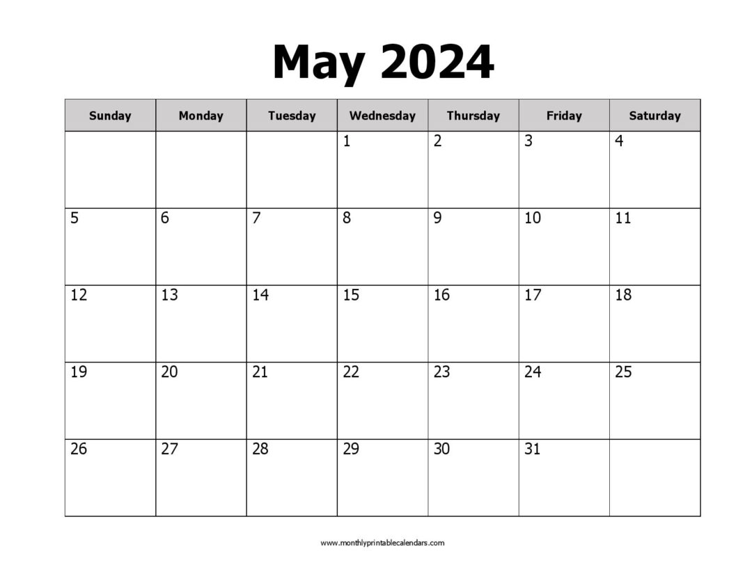 Free Printable May 2024 Calendar PDF Templates